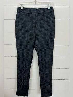 Calvin Klein Black/Grey Straight Leg Plaid Ponte Pants, Size 6
